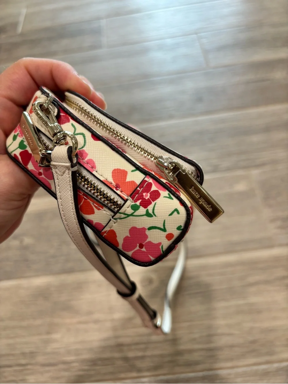Kate Spade KG471 Staci Sunny Floral Dual Zip Around Crossbody Pink Multi